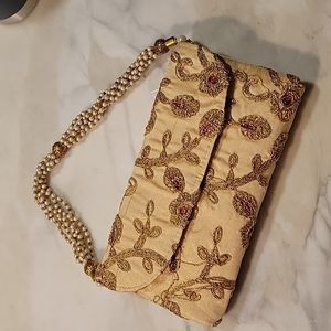 NWT Gold Embroidered Purse